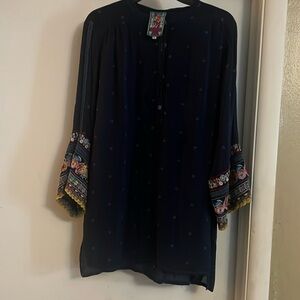 Johnny Was Navy Embroidered Women's Top